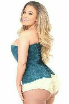 Lavish Dark Teal Lace Overbust Corset w/Zipper