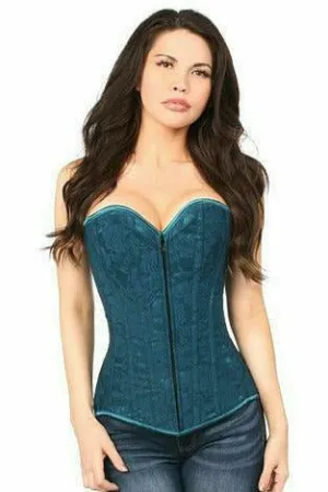 Lavish Dark Teal Lace Overbust Corset w/Zipper