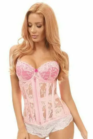 Lavish Lt Pink Sheer Lace Under Bust Corset