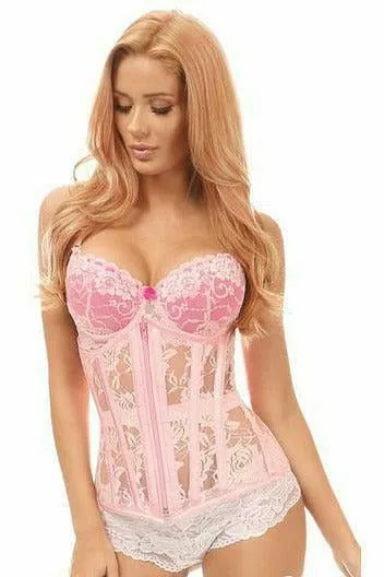 Lavish Lt Pink Sheer Lace Under Bust Corset