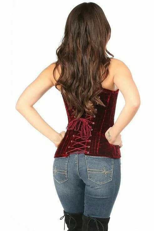 Lavish Red Crushed Velvet Overbust Corset