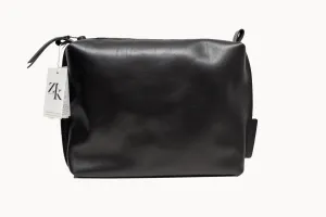 Leather Cosmetic Bag, Black - Large