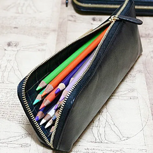 Leather Pencil Case - Black