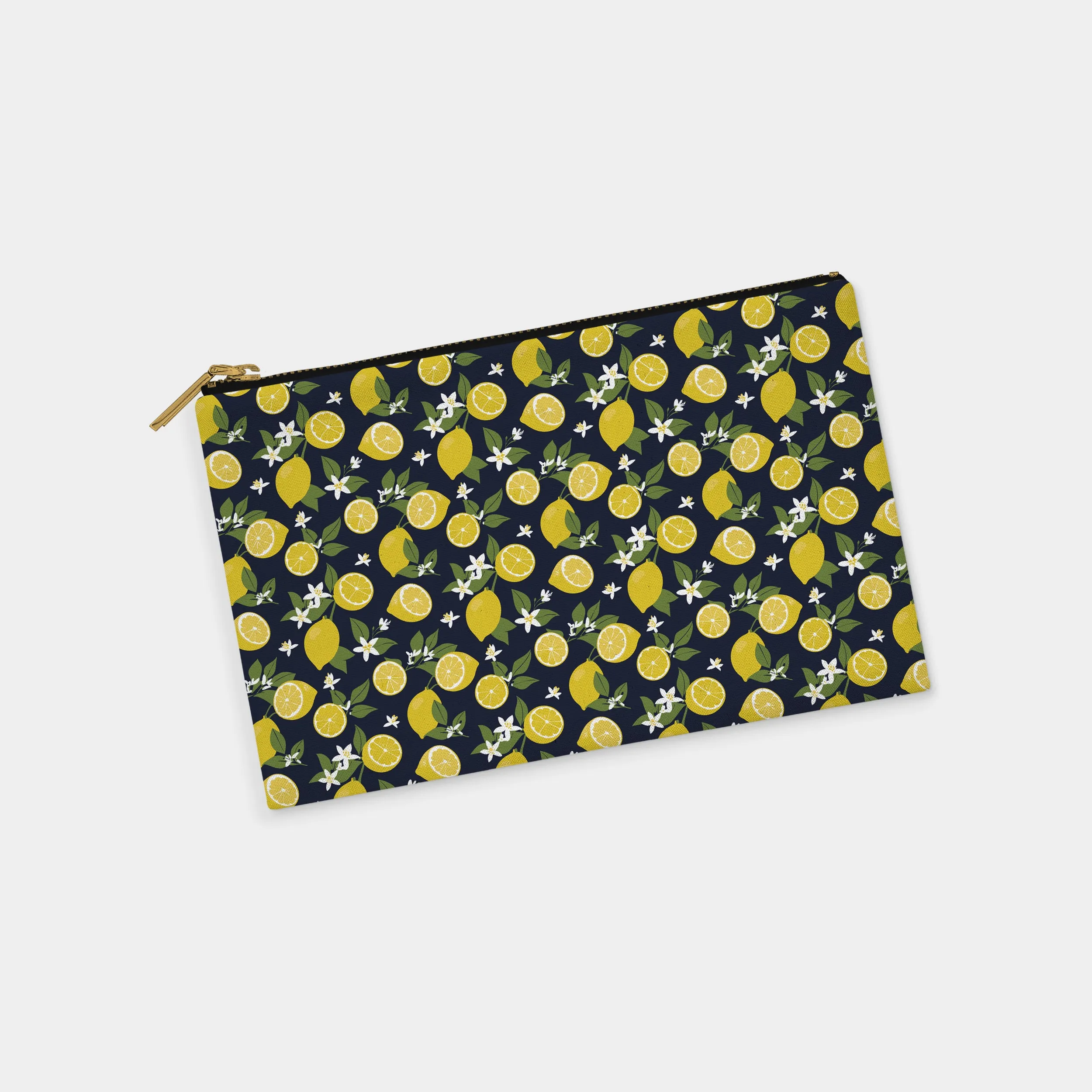 Lemons Personalized Zipper Pouch (on navy)