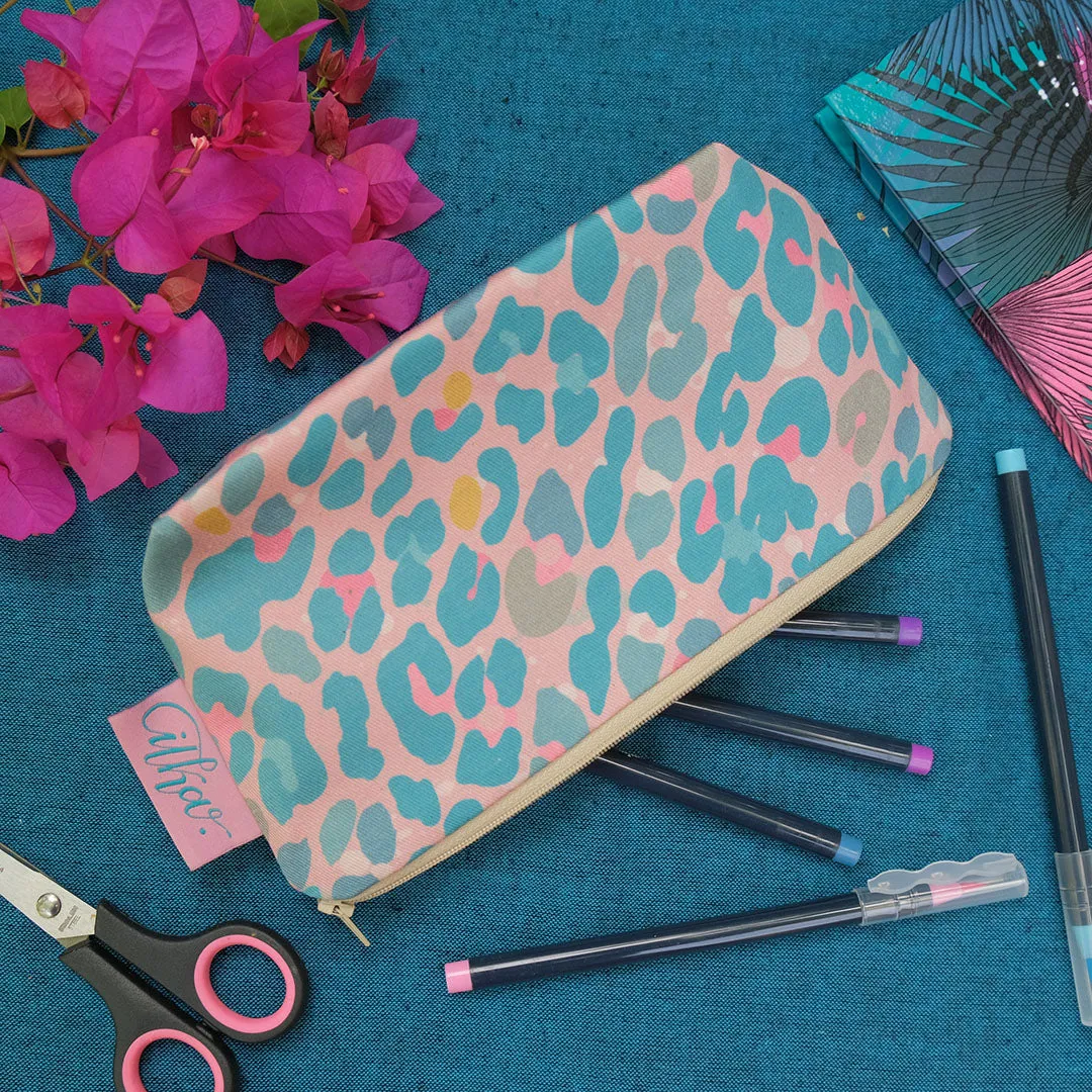 Leopard print cosmetic bag