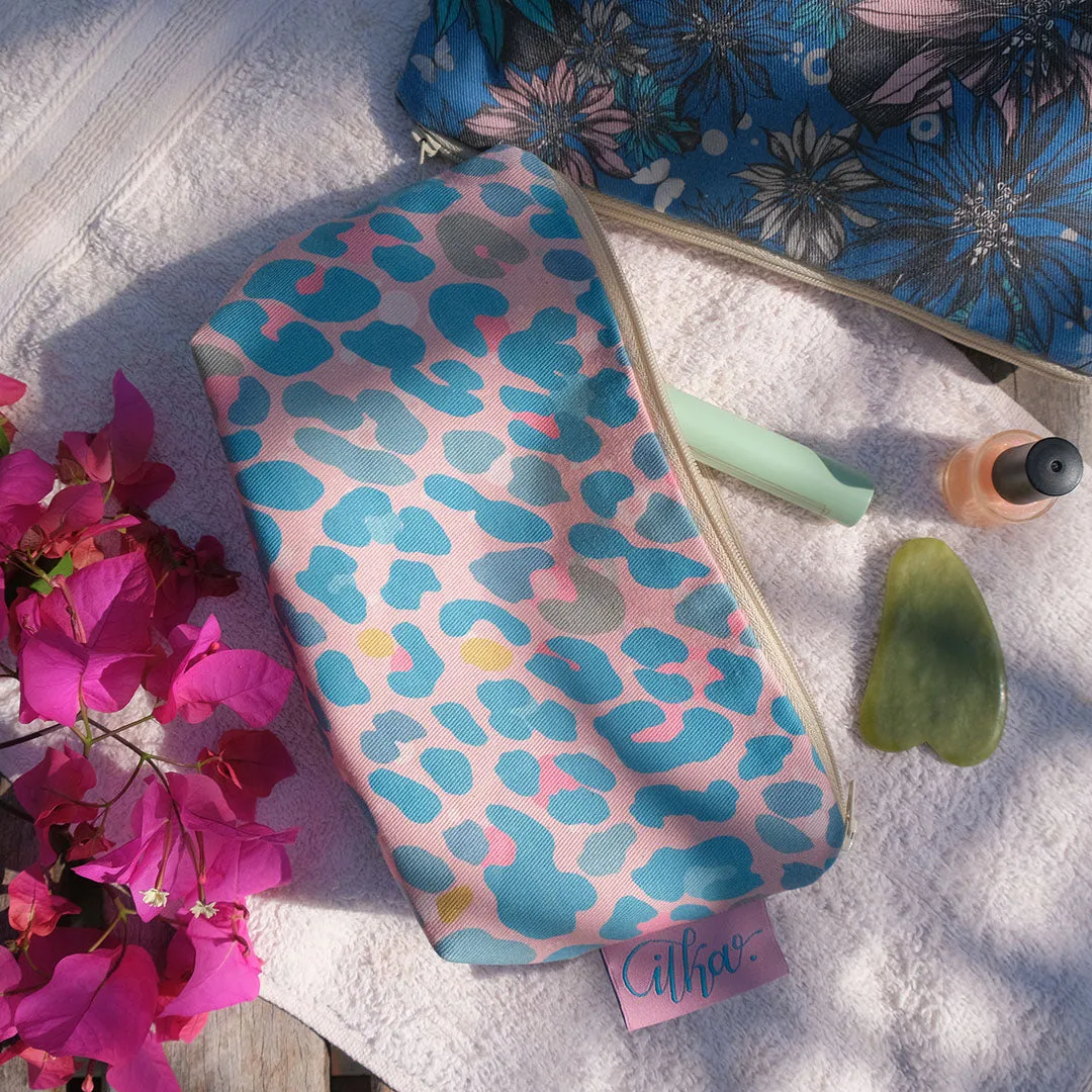 Leopard print cosmetic bag
