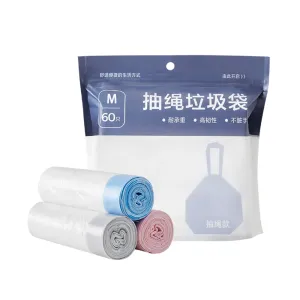 Lifease Drawstring Trash Bags - Extra Thick, M Size, 3 Rolls, 60 Bags