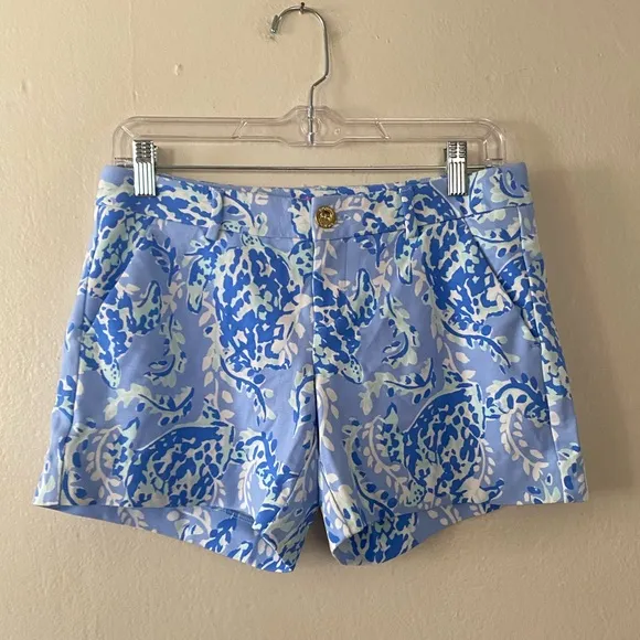 Lilly Pulitzer Callahan Short Blue Periwinkle Turtley Awesome Women's Size 0 NEW