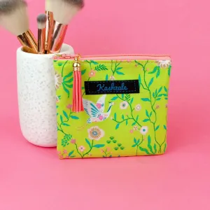 Lime Cranes Coin Purse. Green Coin Purse