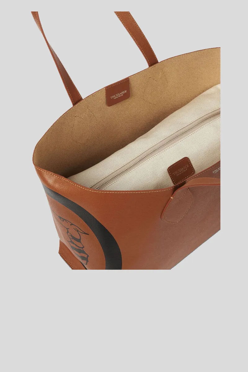 Logo Pop Shopping Md Saffiano - Leather Brown
