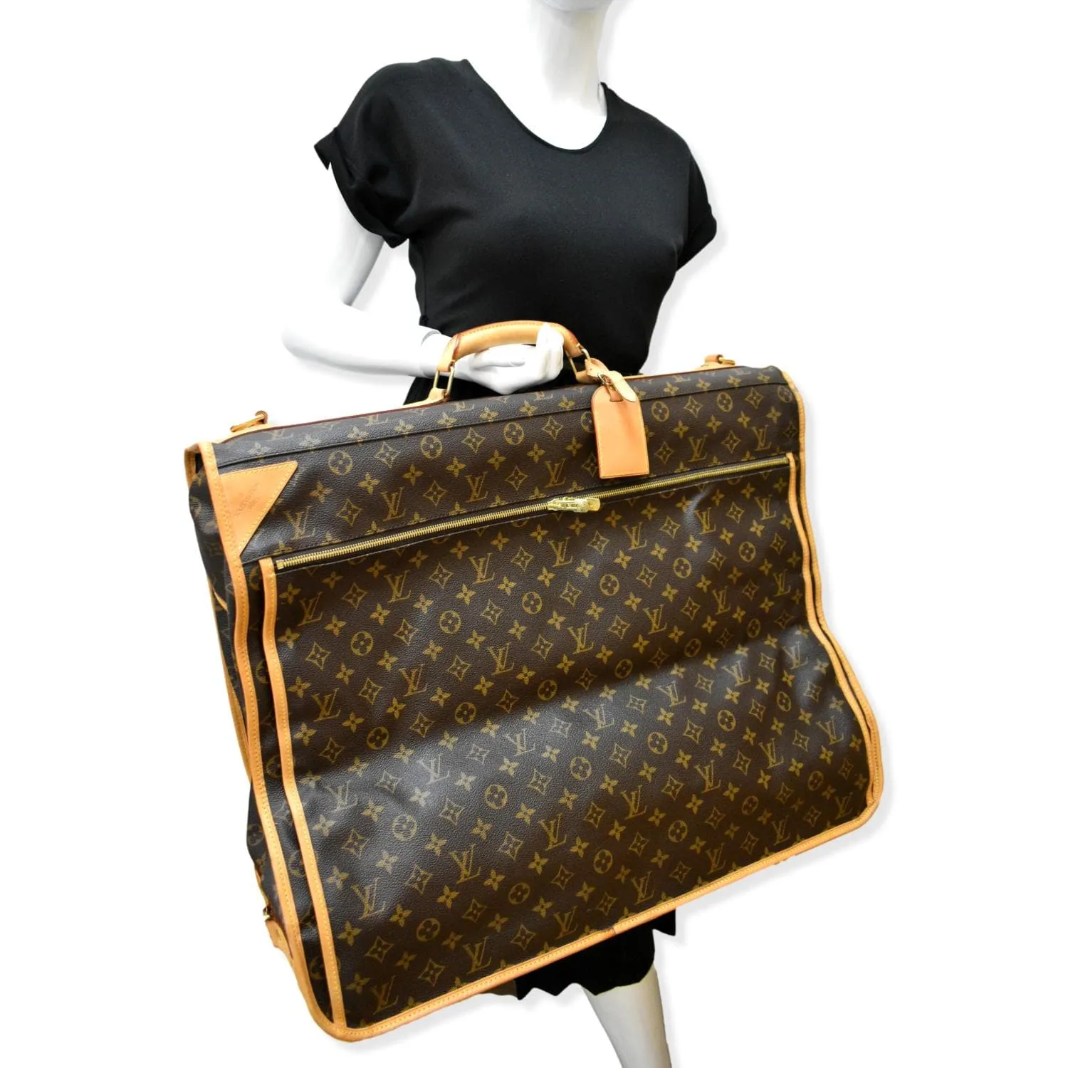 LOUIS VUITTON 3 Hangers Monogram Canvas Garment Bag Brown