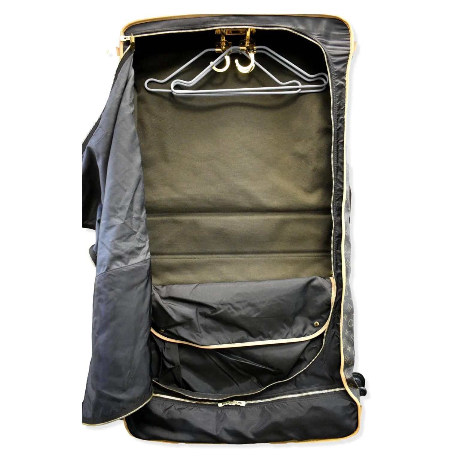 LOUIS VUITTON 3 Hangers Monogram Canvas Garment Bag Brown