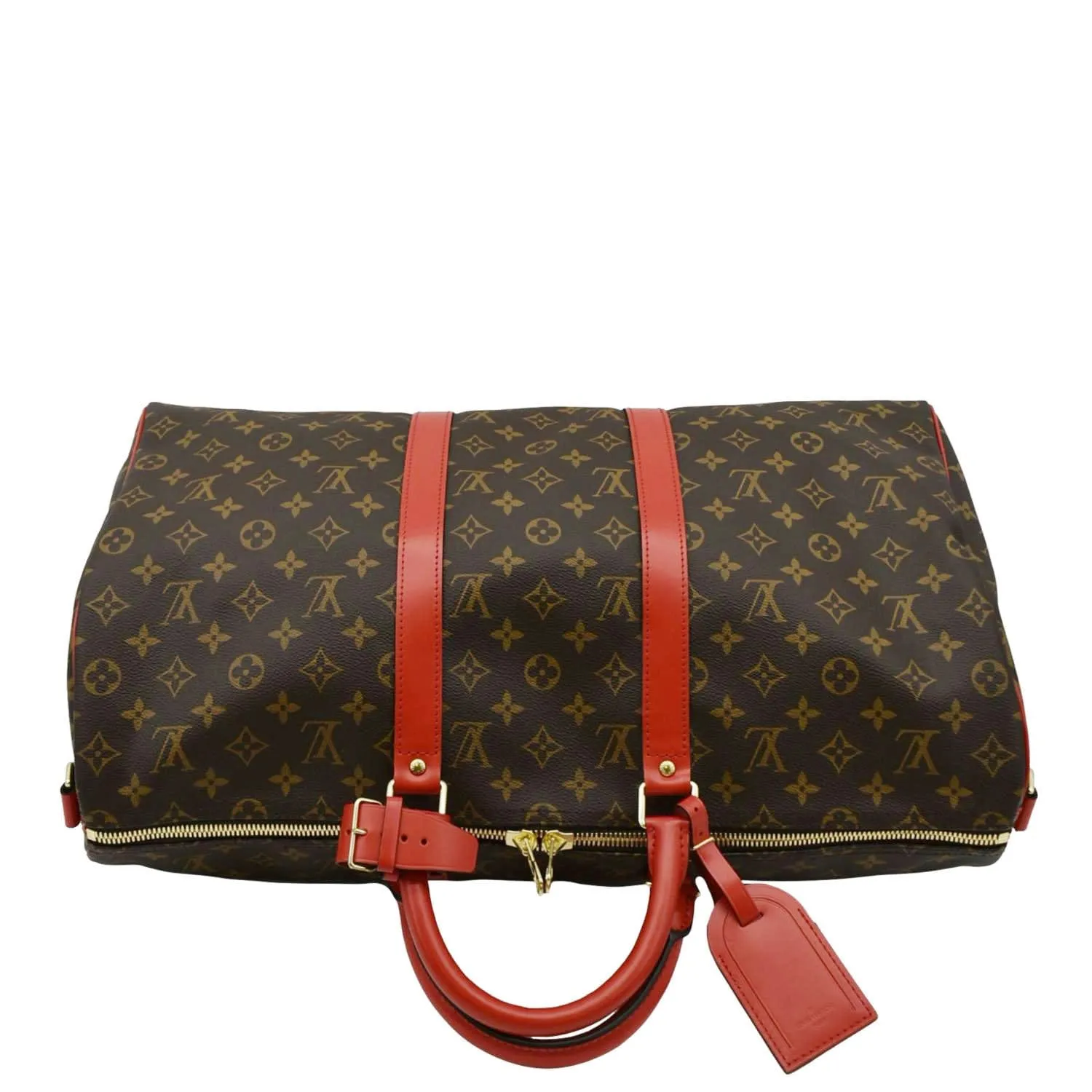 LOUIS VUITTON Keepall 50 Bandouliere Monogram Canvas Travel Bag Brown