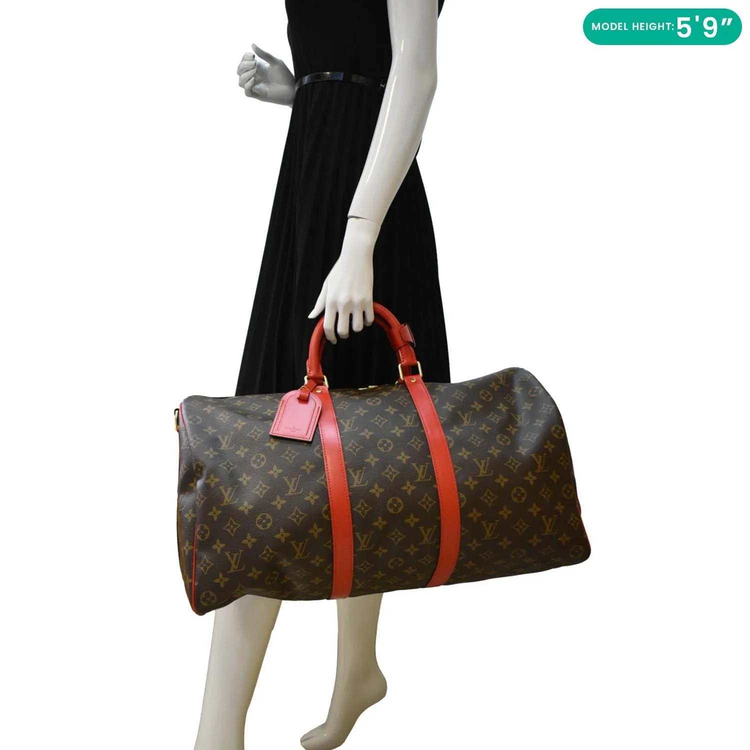 LOUIS VUITTON Keepall 50 Bandouliere Monogram Canvas Travel Bag Brown