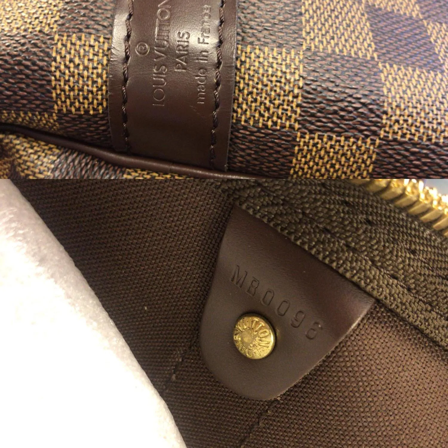 LOUIS VUITTON Keepall Bandouliere 55 Damier Ebene Travel Bag Brown
