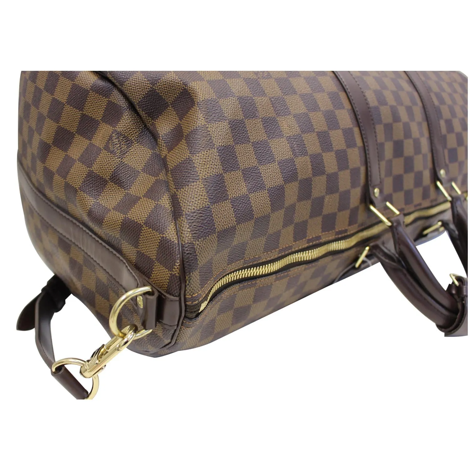LOUIS VUITTON Keepall Bandouliere 55 Damier Ebene Travel Bag Brown