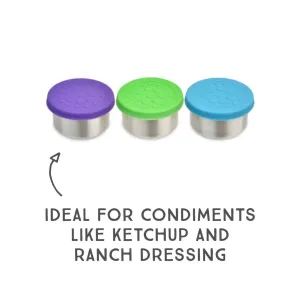 Lunchbots 1.5oz Small Stainless Steel Dip Containers with Silicone Lids - set of 3 - Assorted Colours