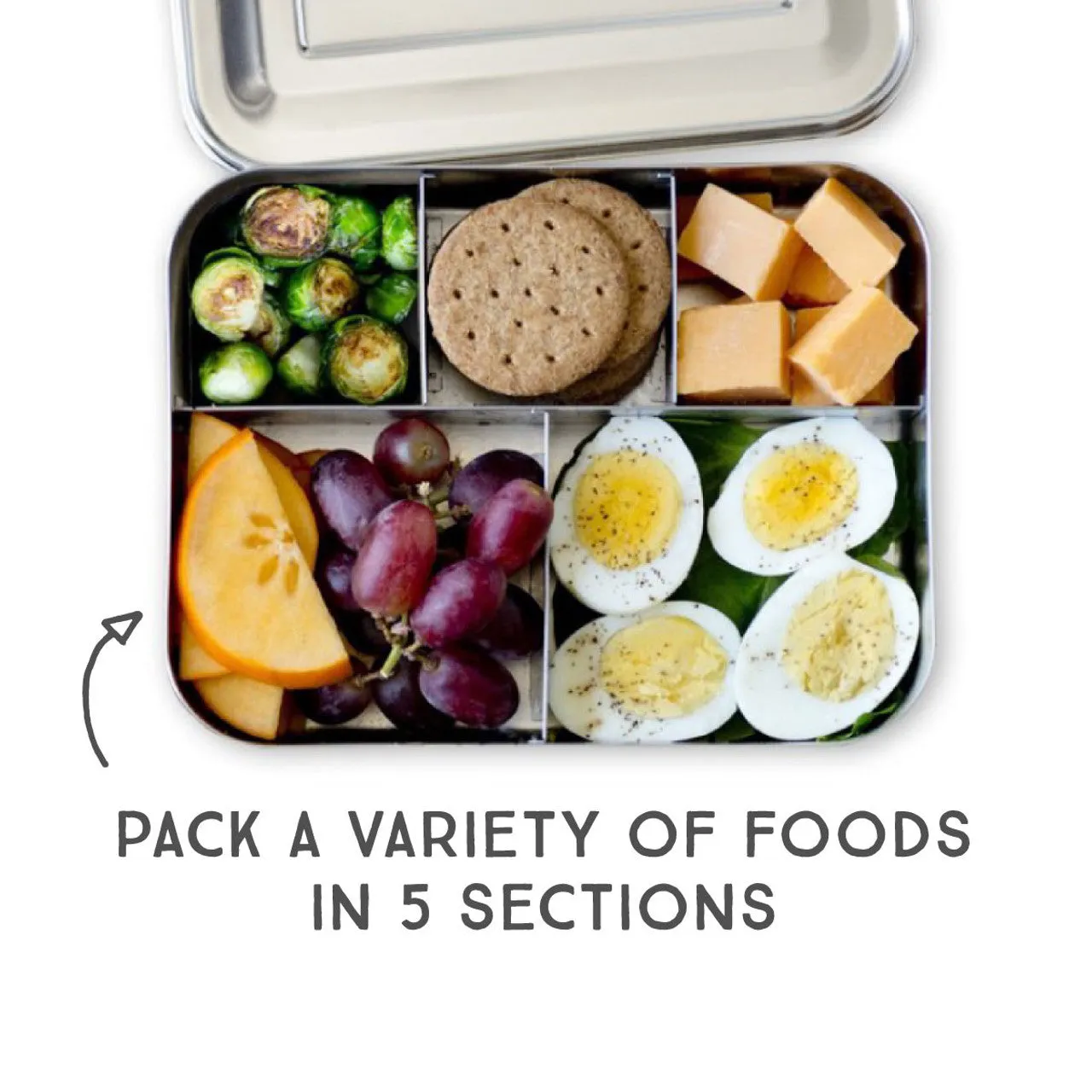 Lunchbots Large 5 Compartment Stainless Steel Bento Box - Multiple Colours Available