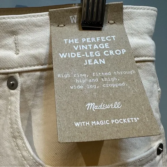 Madewell The Perfect Vintage Wide-Leg Crop Jean Raw-Hem Edition Size 29T New