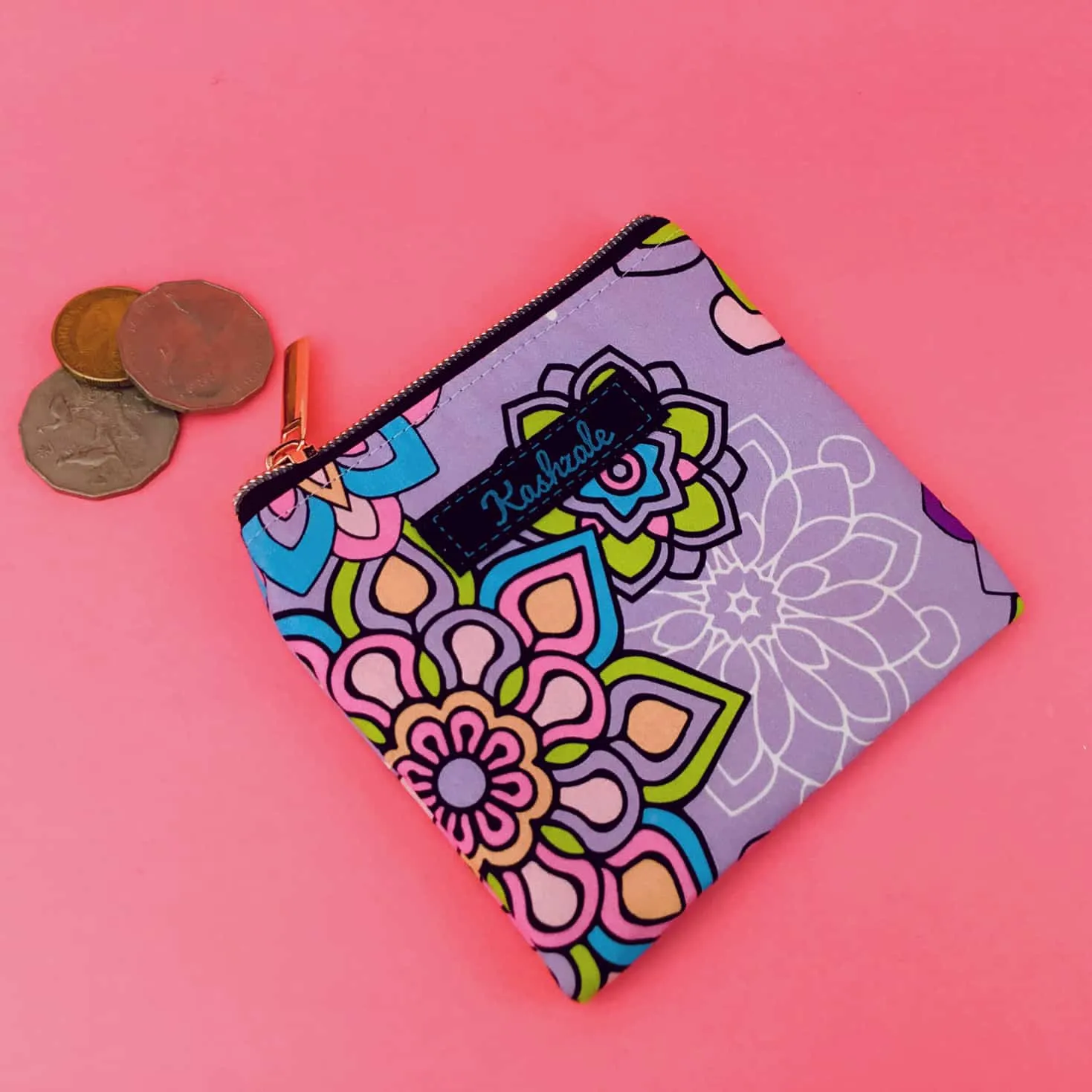 Mandala Magnifica Mauve Coin Purse. Kashzale Exclusive Design