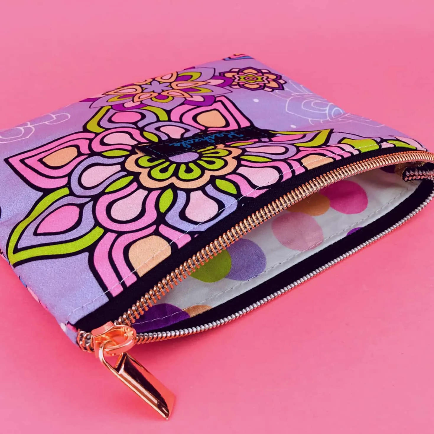 Mandala Magnifica Mauve Small Clutch, Small makeup bag. Exclusive Design.