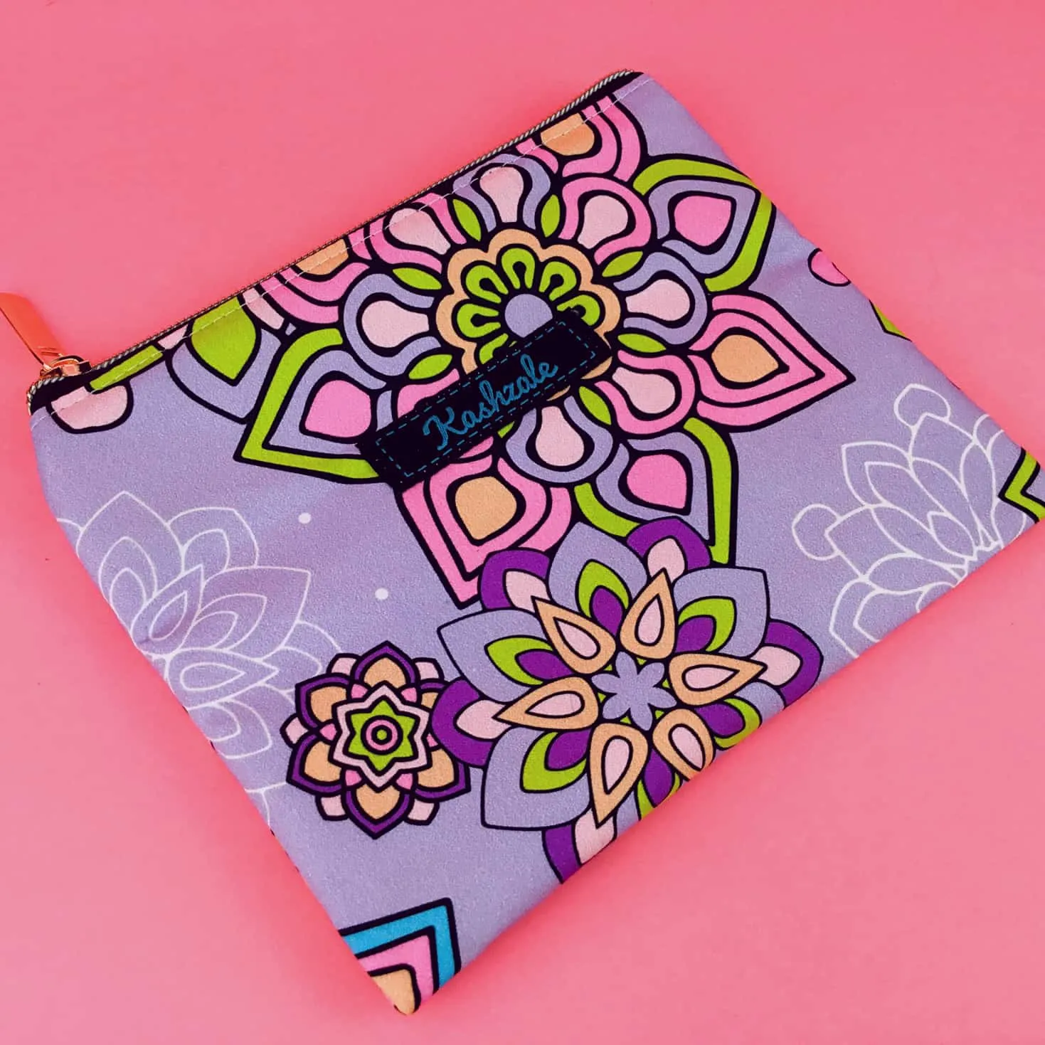 Mandala Magnifica Mauve Small Clutch, Small makeup bag. Exclusive Design.