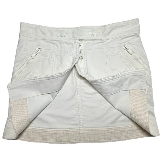 MARC JACOBS | Y2K Off White Heavy Cotton Full Zip Front Large Snaps Mini Skirt