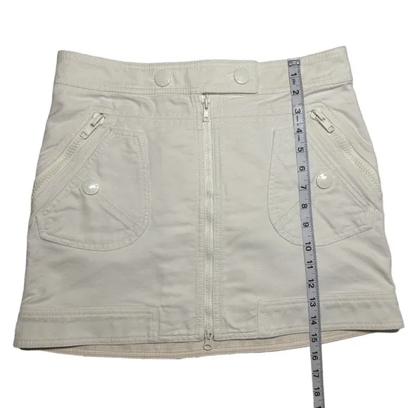 MARC JACOBS | Y2K Off White Heavy Cotton Full Zip Front Large Snaps Mini Skirt