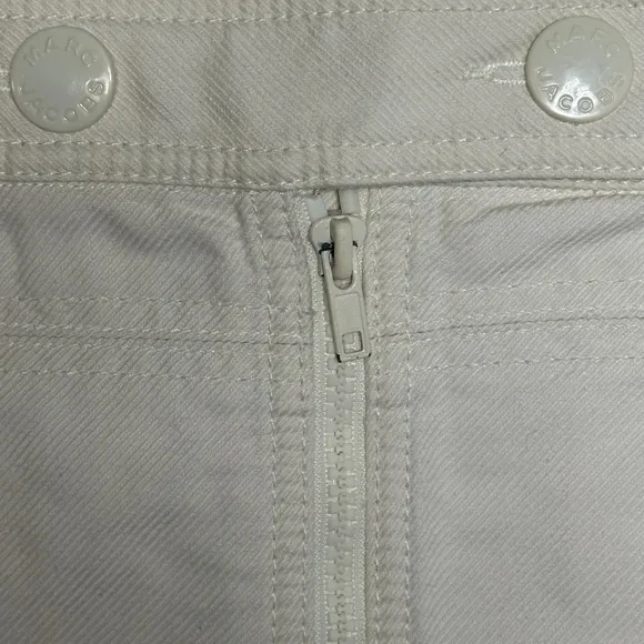 MARC JACOBS | Y2K Off White Heavy Cotton Full Zip Front Large Snaps Mini Skirt