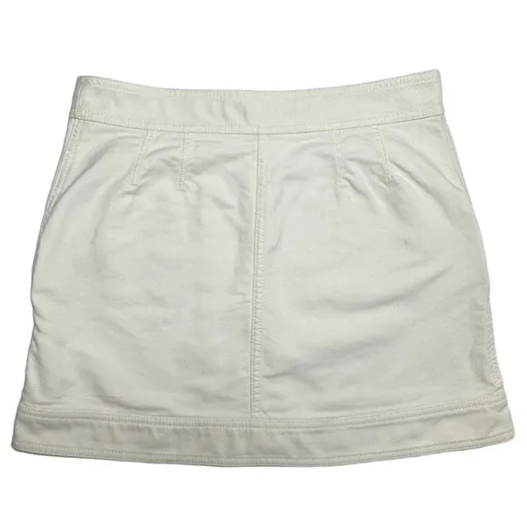 MARC JACOBS | Y2K Off White Heavy Cotton Full Zip Front Large Snaps Mini Skirt
