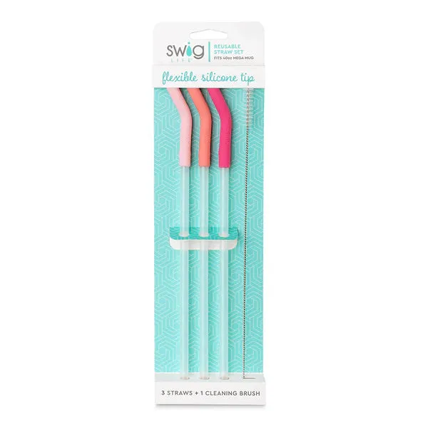 Mega Mug Reusable Straw Set - Pink