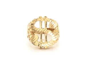 Mens Gold Dollar Sign Nugget Ring in 14k Yellow Gold