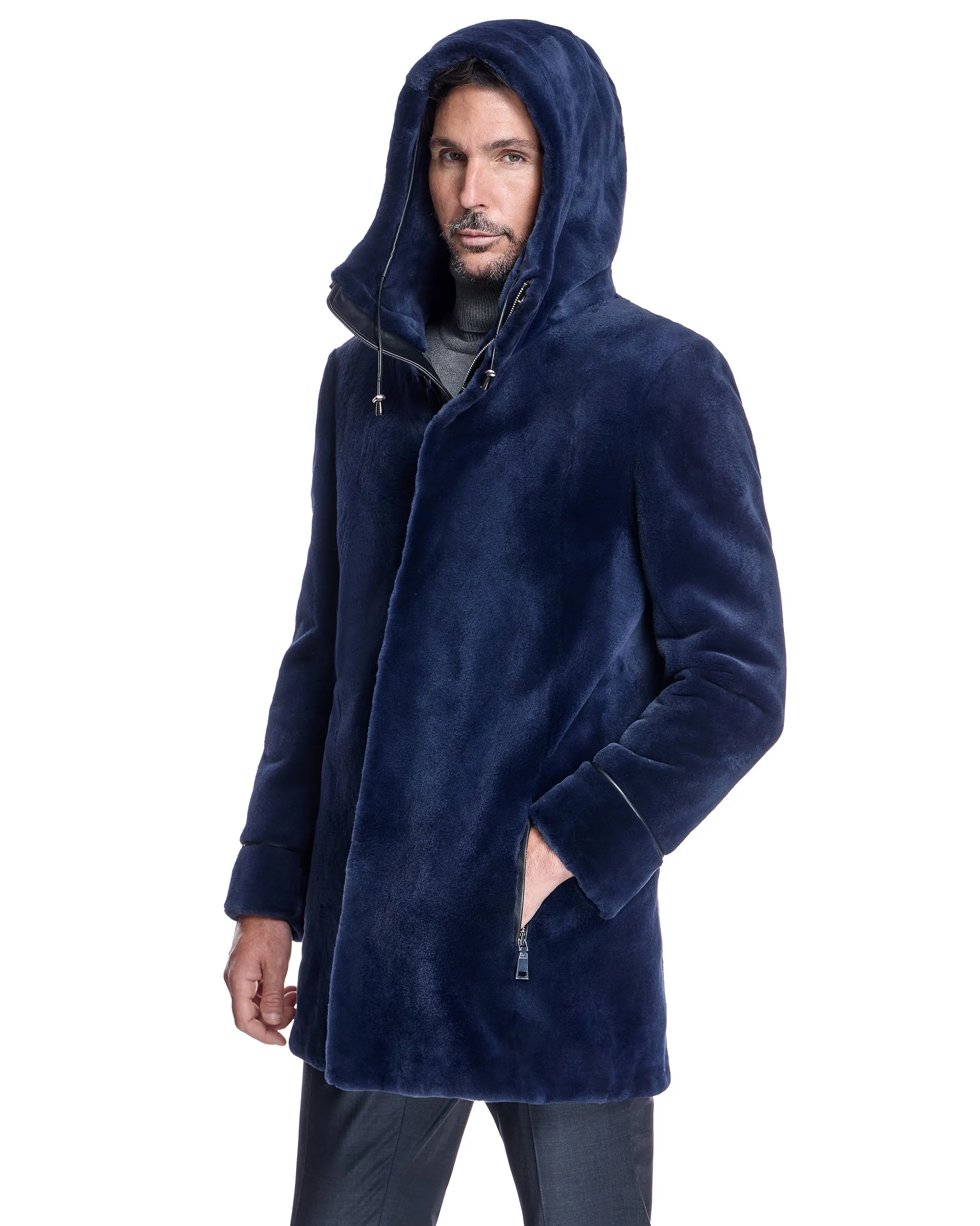 Men's Sheared Mink Hooded Coat