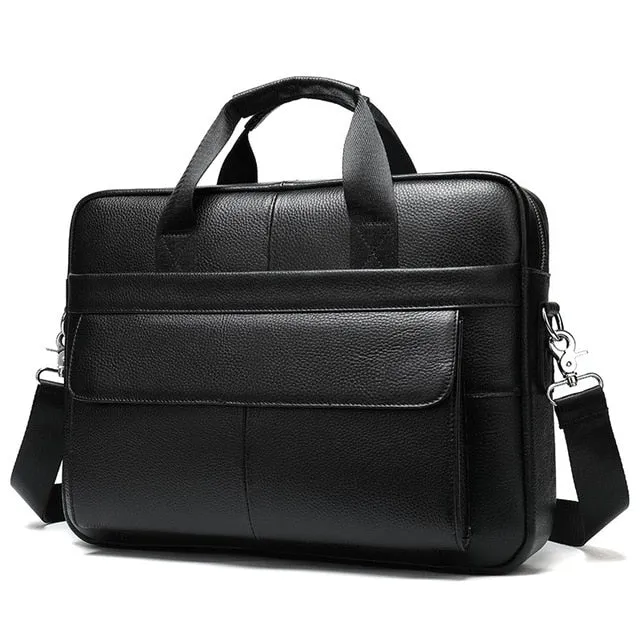 Men’s Work and Travel Leather Briefcase with 14 inches Computer Storage