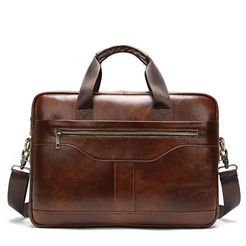 Men’s Work and Travel Leather Briefcase with 14 inches Computer Storage