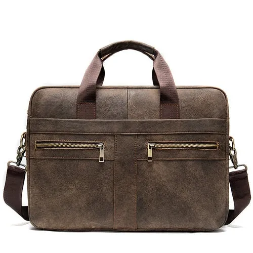 Men’s Work and Travel Leather Briefcase with 14 inches Computer Storage