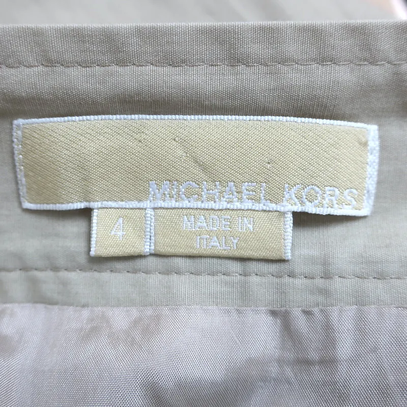 Michael Kors Pleated A-Line Skirt Beige Cotton Size 4