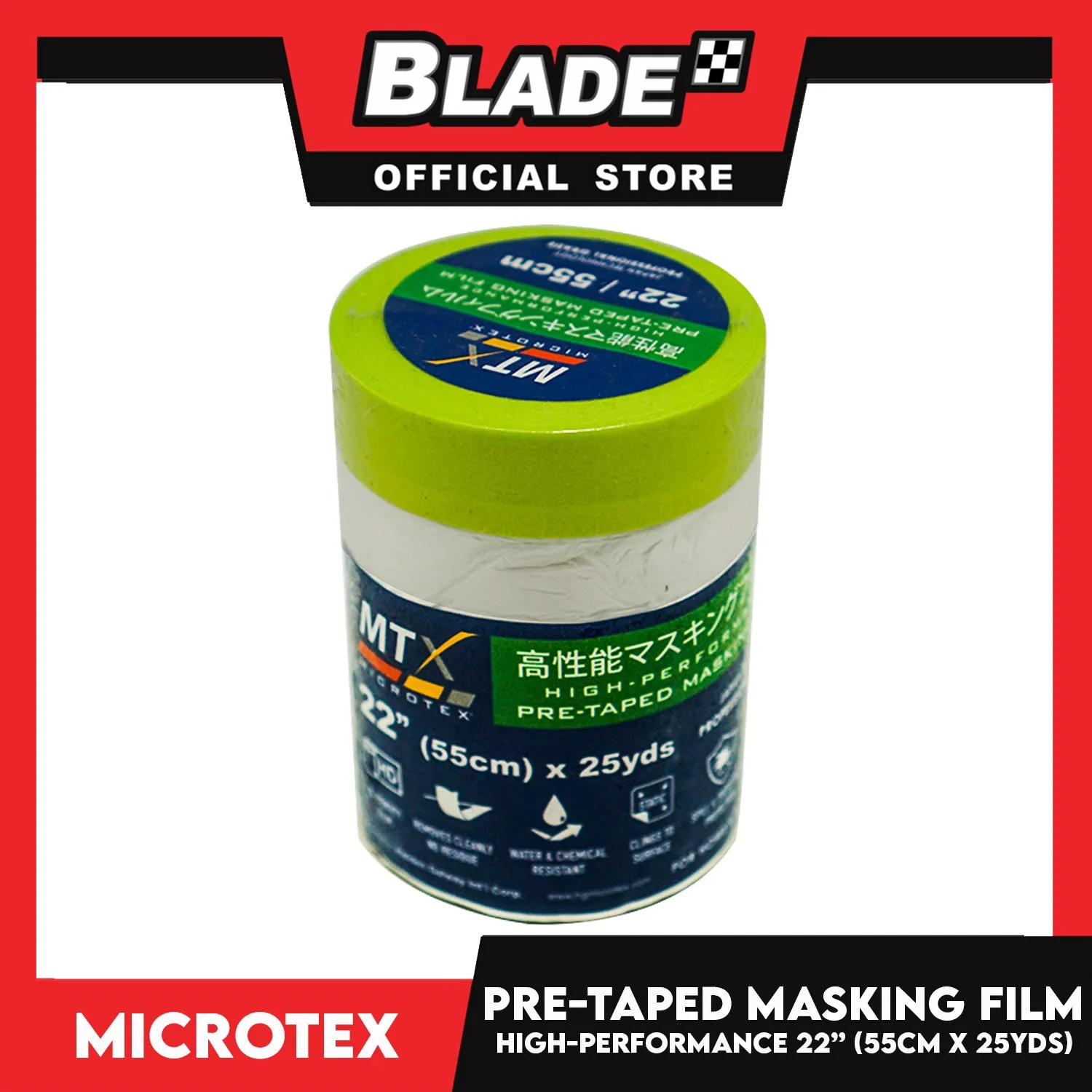 Microtex Pre-Taped Masking Film 22' ' (55cm) x 25yds High-Performance for Home And Automotive