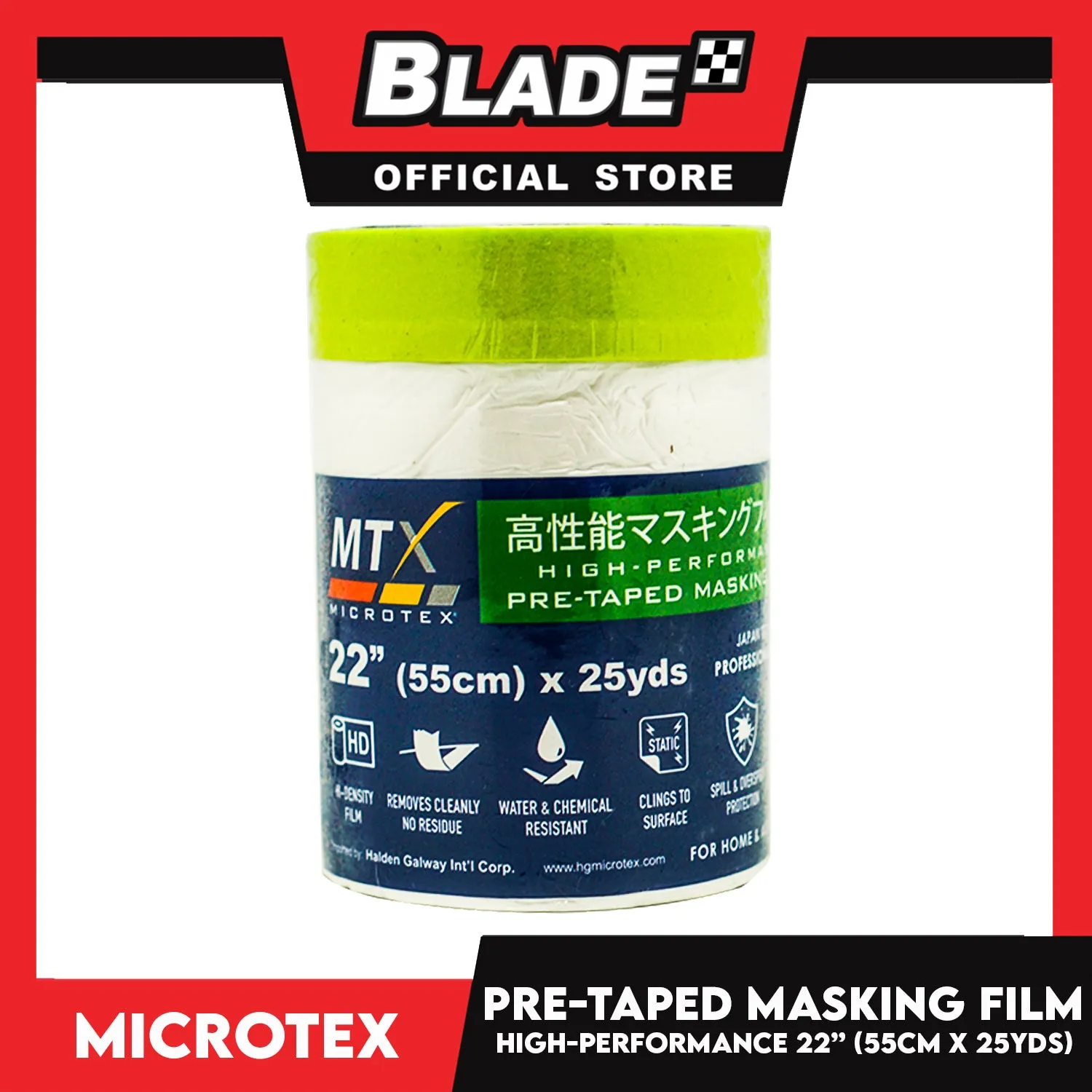 Microtex Pre-Taped Masking Film 22' ' (55cm) x 25yds High-Performance for Home And Automotive