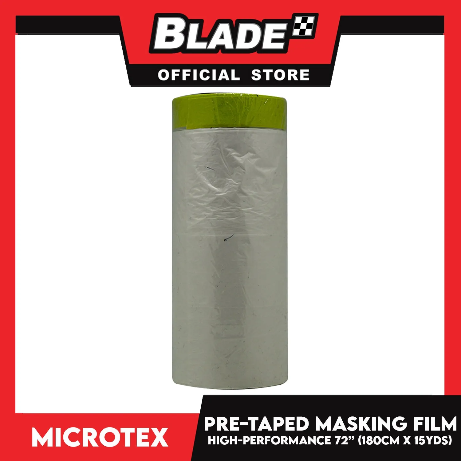 Microtex Pre-Taped Masking Film 72' ' (180cm) x 15yds High-Performance for Home And Automotive