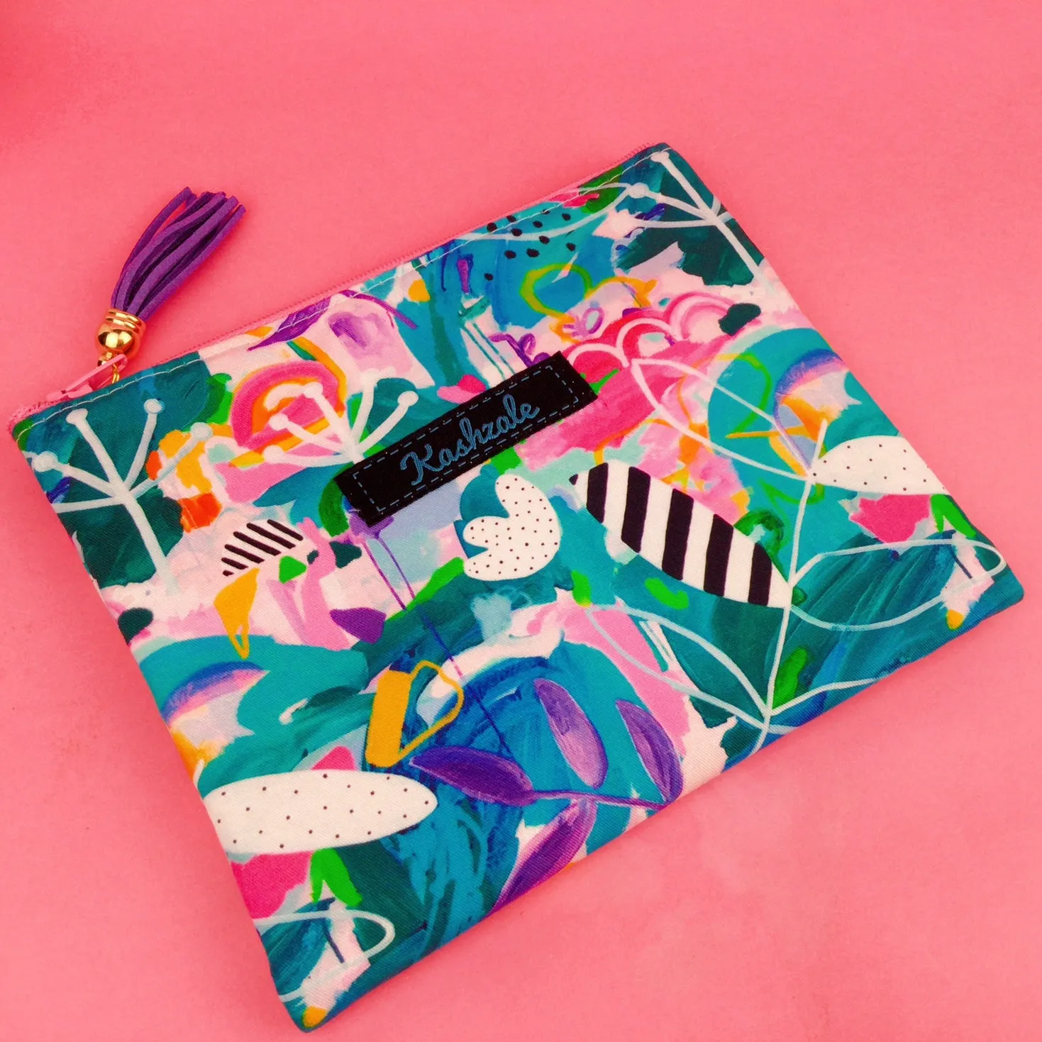 Mighty Jungle Small Clutch, Small makeup bag. Deb McNaughton Design