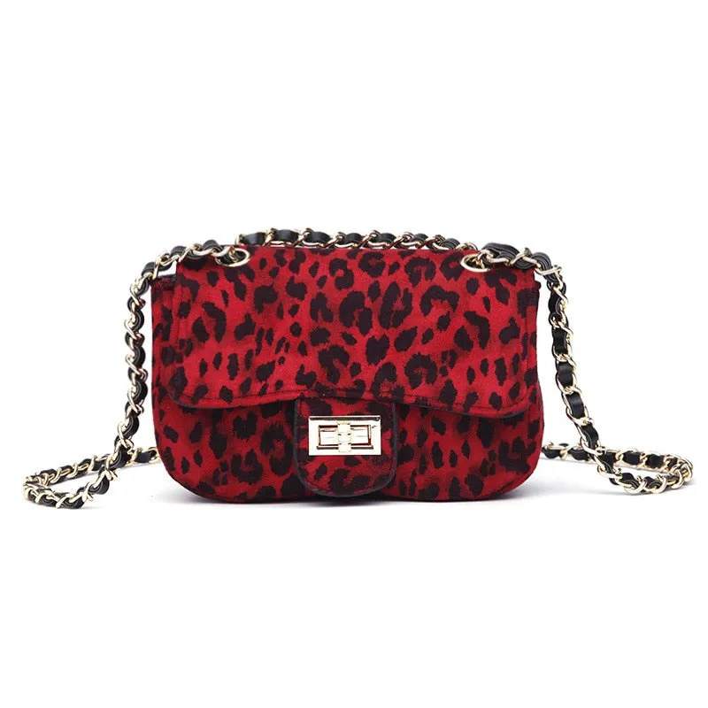 Mini Women Handbag Lock Leopard Small Square Bag Chain Shoulder Messenger Bag