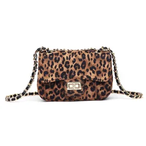 Mini Women Handbag Lock Leopard Small Square Bag Chain Shoulder Messenger Bag