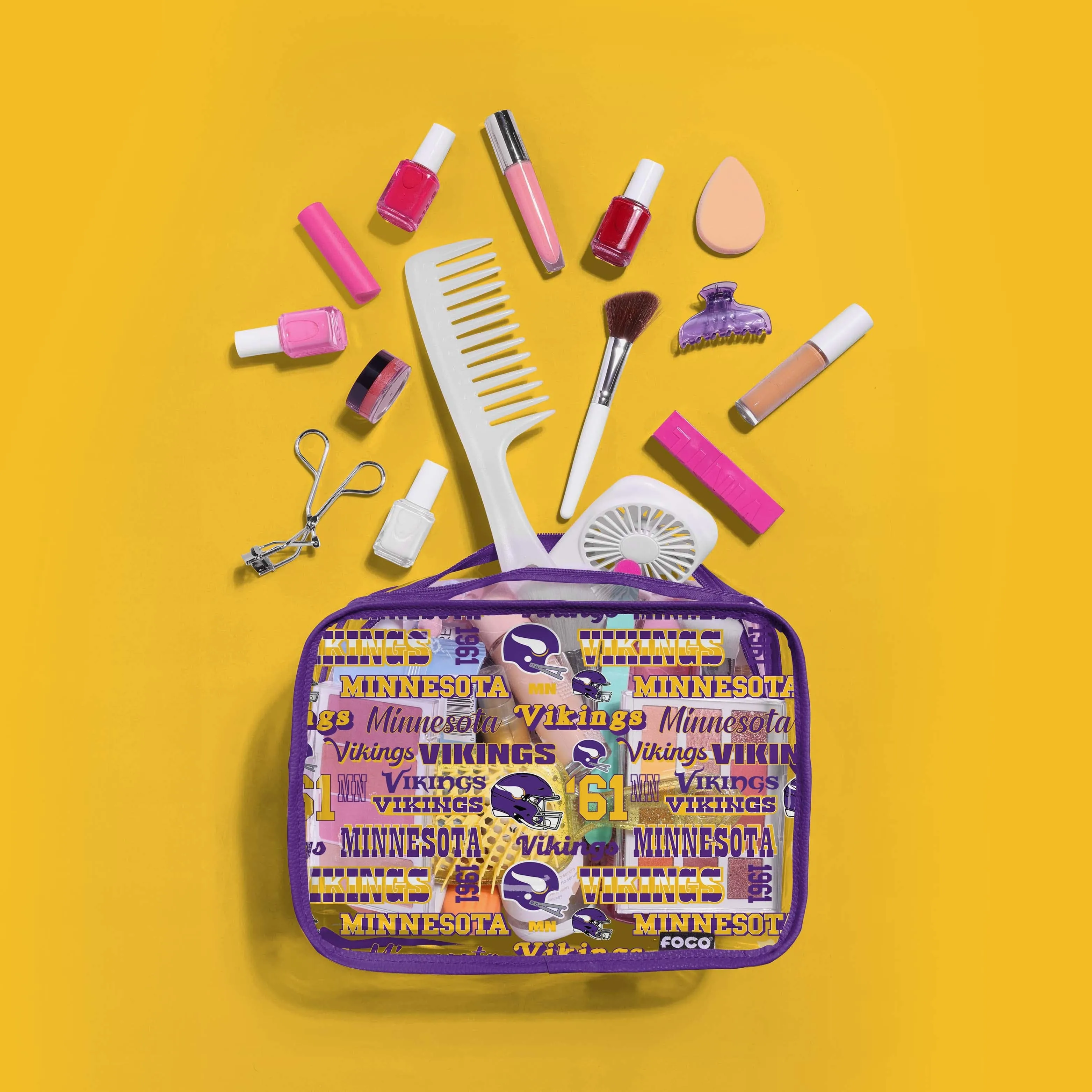 Minnesota Vikings Repeat Retro Print Clear Cosmetic Bag