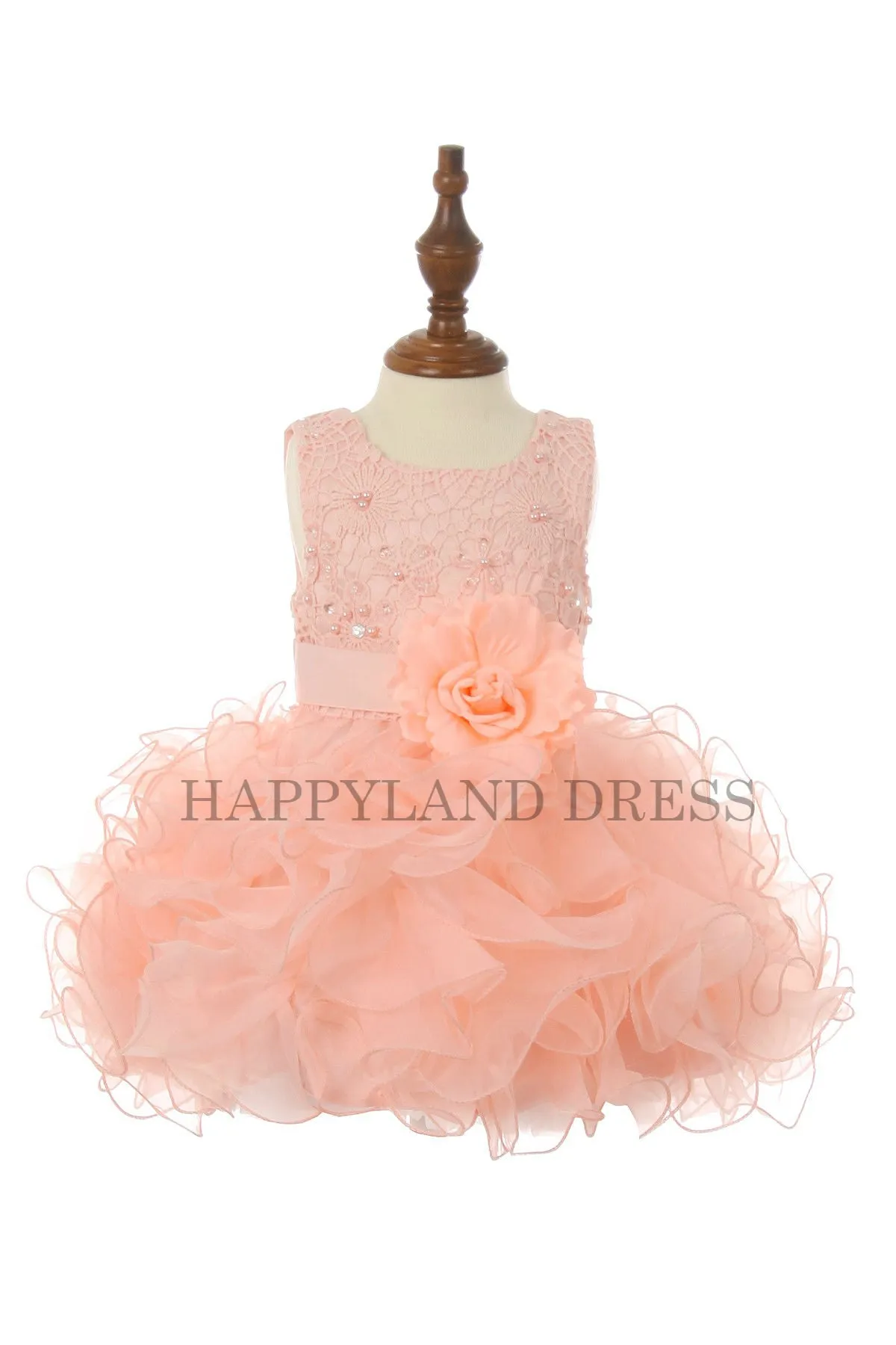Mint Ruffle With Flower Baby Dress D8063