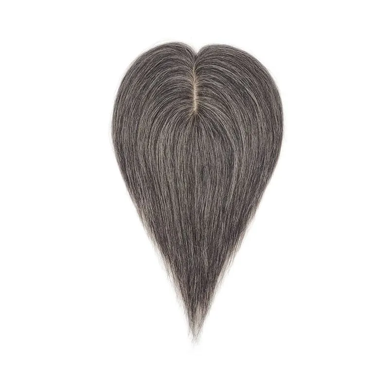 Mixed Grey Human Hair Topper For Thinning Hair 13*15cm Silk Base