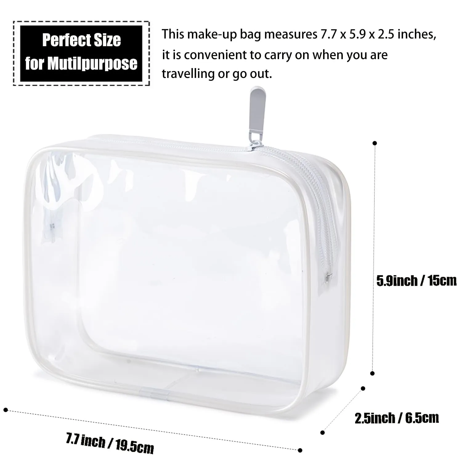 MODENGKONGJIAN TSA Approved Toiletry Bag, 3 Pcs Clear Toiletries Bags Quart Size Travel Makeup Cosmetic Bag for Women Men, Carry on Airport Airline Compliant Bag (Pearl White)