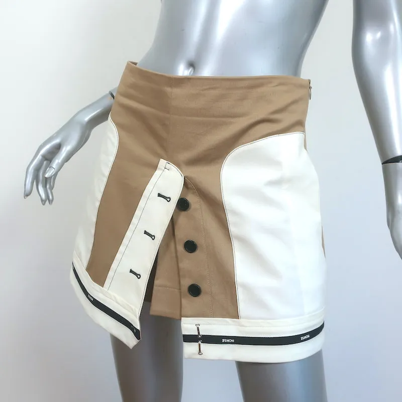 Monse Inverted Cargo Mini Skirt Khaki Stretch Cotton Size 2 NEW