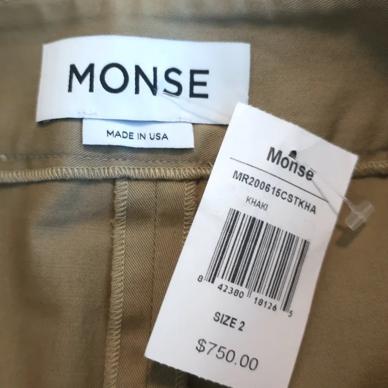 Monse Inverted Cargo Mini Skirt Khaki Stretch Cotton Size 2 NEW