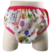 Moo Moo Kow One Size Swim Diaper - Lollipop with Pink Border